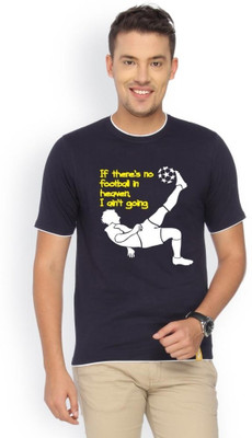 

Campus Sutra Printed Men Round Neck Blue T-Shirt