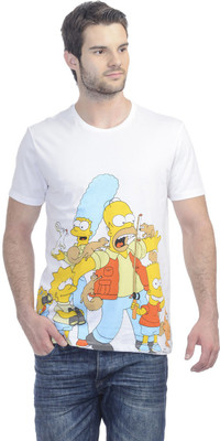 

Simpsons Printed Men's Round Neck White T-Shirt, Simpsons white