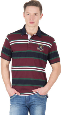 

Wilkins & Tuscany Striped Men's Polo Neck Maroon T-Shirt, Wine