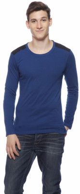 

Gritstones Solid Men' Round Neck Blue T-Shirt