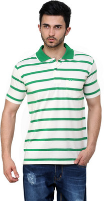 

Cotton County Premium Striped Men's Flap Collar Neck Green T-Shirt
