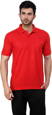 

Cotton County Premium Solid Men's Flap Collar Neck Red T-Shirt