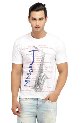 Leana Printed Men's Round Neck White T-Shirt