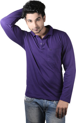 Spur Solid Men's Polo Neck Purple T-Shirt, Dark purple