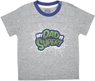 

Wow Mom Boys Printed Cotton T Shirt(Grey, Pack of 1, Grey melange