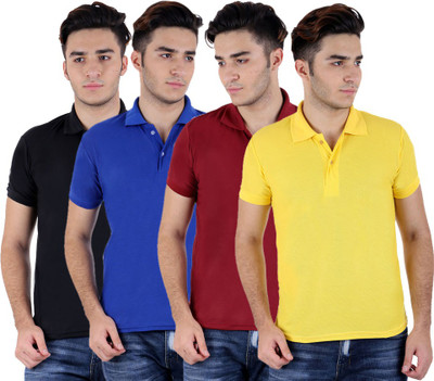 

Sanvi Traders Solid Men Polo Neck Multicolor T-Shirt(Pack of 4