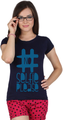 

SayItLoud Printed Women's Round Neck Blue T-Shirt, Navy blue