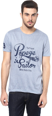 

Henry and Smith Printed Men's Round Neck Light Blue T-Shirt