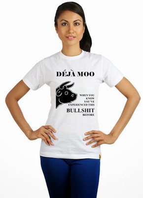 

Campus Sutra Printed Women' Round Neck White T-Shirt