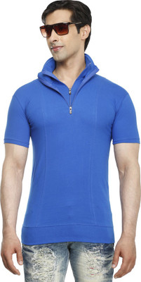 

Tees Collection Solid Men's Polo Neck Blue T-Shirt