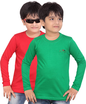 

FabTag - Dongli Boys Solid, Self Design T Shirt(Multicolor, Pack of 2, Multicolor_12