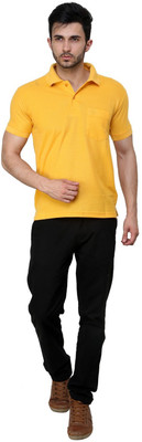

Cotton County Premium Solid Men's Flap Collar Neck Yellow T-Shirt