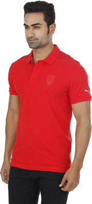 Puma Solid Men' Polo Neck Red T-Shirt, Rosso corsa