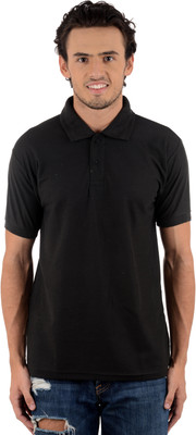 

Blaze Solid Men's Polo Neck Black T-Shirt