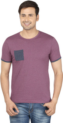 

Ruse Solid Men's Round Neck Pink, Blue T-Shirt, Navy blue;pretty pink