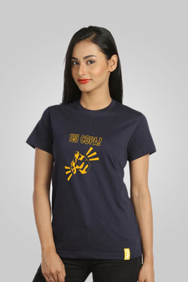 

Campus Sutra Printed Women' Round Neck Blue T-Shirt