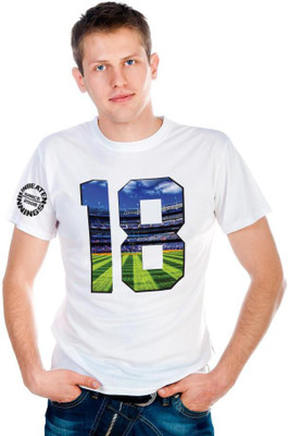 

6th Cross Graphic Print Men's Round Neck White T-Shirt