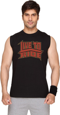 

SayItLoud Printed Men' Round Neck Black T-Shirt