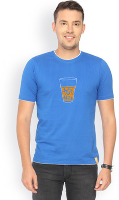 

Campus Sutra Printed Men Round Neck Blue T-Shirt, Royal blue
