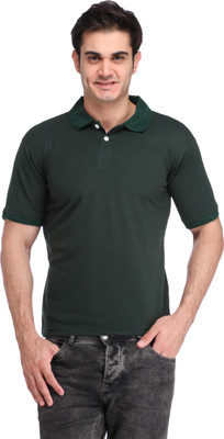 

BigIdea Solid Men's Polo Neck Dark Green T-Shirt