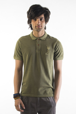 Srota Solid Men' Polo Neck Green T-Shirt