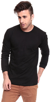 

Izinc Solid Men's Round Neck Black T-Shirt