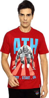 

Ajile by Pantaloons Printed Men' Round Neck Red T-Shirt