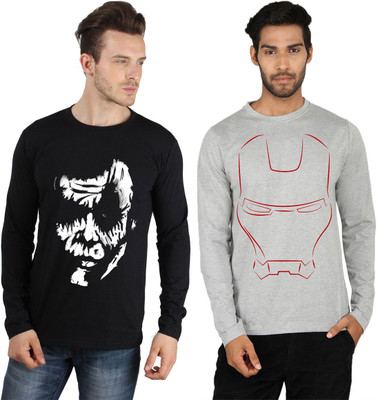 

SayItLoud Printed Men's Round Neck Black, Grey T-Shirt(Pack of 2