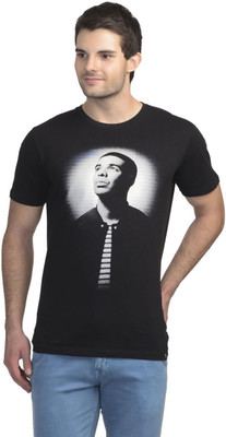 Drake Printed Men' Round Neck Black T-Shirt, Drake black
