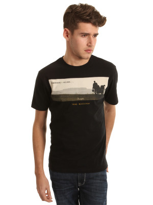 

Wrangler Graphic Print Men's Round Neck Black T-Shirt, Cold black
