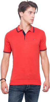

Mufti Solid Men's Polo Neck Orange T-Shirt, Rust