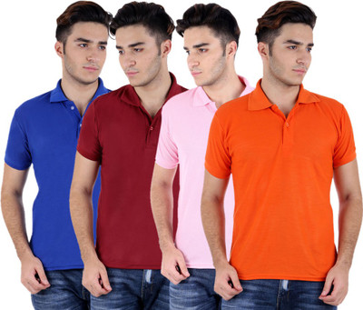 

Sanvi Traders Solid Men Polo Neck Multicolor T-Shirt(Pack of 4