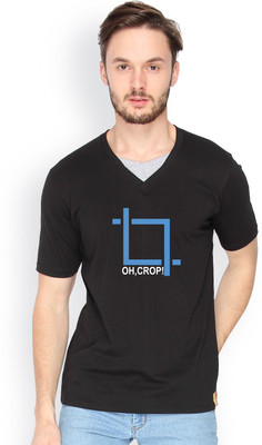 

Campus Sutra Solid Men V-neck Black T-Shirt