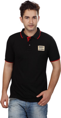 

Free Spirit Solid Men's Polo Neck Black T-Shirt