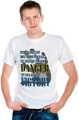 

6th Cross Graphic Print Men's Round Neck White T-Shirt