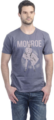 

Marilyn Monroe Printed Men's Round Neck Blue T-Shirt, Marlyn monroe steel blue slub
