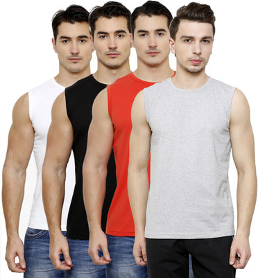

Casual Tees Solid Men' Round Neck White, Black, Red, Grey T-Shirt(Pack of 4, Black;grey;red;white