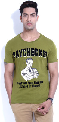 

Status Quo Printed Men's Round Neck Green T-Shirt, Mehndi