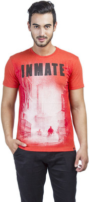 

Batman Printed Men' Round Neck Orange T-Shirt, Ember glow melange