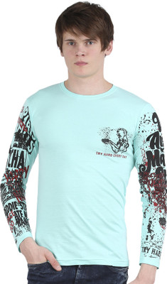 

Tease Denim Graphic Print Men's Round Neck Green T-Shirt, Sea green