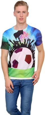 

Can Can Graphic Print Men' Round Neck Multicolor T-Shirt, White