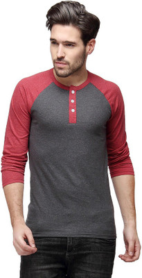 

Campus Sutra Solid Men Henley Grey T-Shirt, Charcoal
