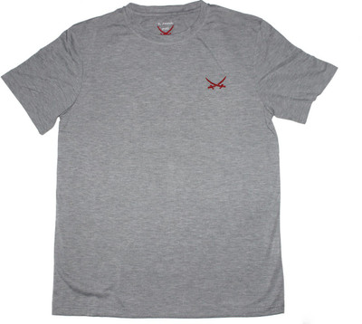 

2swords Solid Men' Round Neck Grey T-Shirt, Dgrey