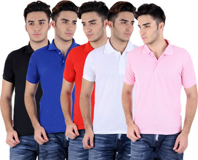 

Sanvi Traders Solid Men Polo Neck Multicolor T-Shirt(Pack of 5