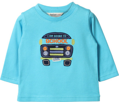 

Beebay Boys Embroidered T Shirt(Blue, Pack of 1), Sky blue