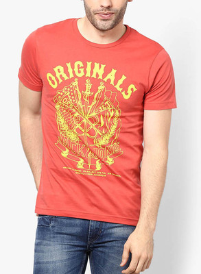 

Jack & Jones Graphic Print Men's Round Neck Orange T-Shirt, Baked apple