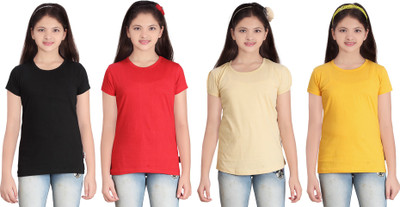 

FabTag - Sini Mini Girls Solid T Shirt(Multicolor