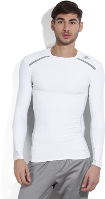 

ADIDAS Self Design Men's Round Neck White, Grey T-Shirt