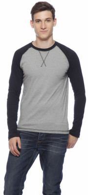 

Gritstones Solid Men's Round Neck Grey T-Shirt, Grey melange