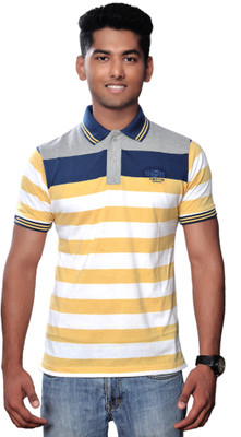 

Vibgyor Striped Men's Polo Neck Multicolor T-Shirt, Yellow